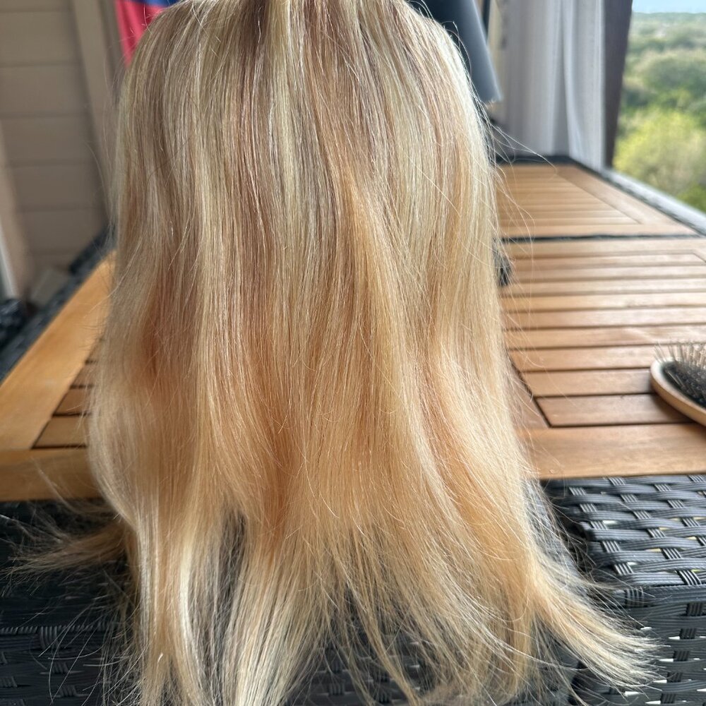 Dark blond halo topper hair piece - Picture 2 of 5